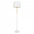 GloboStar® CEDAR 00828 Μοντέρνο Φωτιστικό Δαπέδου Μονόφωτο 1 x E27 Λευκό Μεταλλικό Καμπάνα με Λευκό Ύφασμα & Εφέ Ξύλου D40 x H148cm