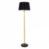 GloboStar® CEDAR 00829 Μοντέρνο Φωτιστικό Δαπέδου Μονόφωτο 1 x E27 Χρυσό Μεταλλικό Καμπάνα με Μαύρο Ύφασμα & Μαύρη Βάση D40 x H148cm