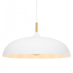 GloboStar® ZOE 00837 Μοντέρνο Κρεμαστό Φωτιστικό Οροφής Μονόφωτο 1 x E27 Λευκό Μεταλλικό Καμπάνα Φ60 x Υ35cm