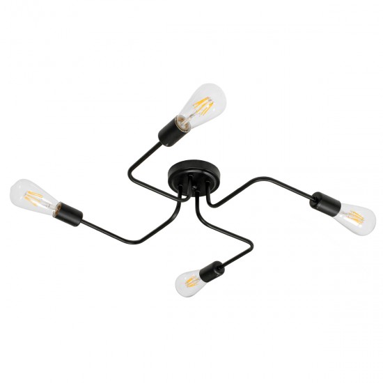 GloboStar® LIBERTA 00838 Μοντέρνο Φωτιστικό Οροφής Πολύφωτο Μαύρο Μεταλλικό Μ44.5 x Π44.5 x Υ12cm
