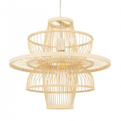GloboStar® BALI 00861 Vintage Κρεμαστό Φωτιστικό Οροφής Μονόφωτο 1 x E27 Μπεζ Ξύλινο Μπαμπού Φ45 x Y42.5cm
