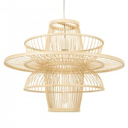 GloboStar® BALI 00862 Vintage Κρεμαστό Φωτιστικό Οροφής Μονόφωτο 1 x E27 Μπεζ Ξύλινο Μπαμπού Φ60 x Y45cm