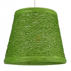 GloboStar® PLAYROOM 00864 Vintage Κρεμαστό Φωτιστικό Οροφής Μονόφωτο 1 x E27 Πράσινο Ξύλινο Ψάθινο Rattan Φ32 x Υ27cm