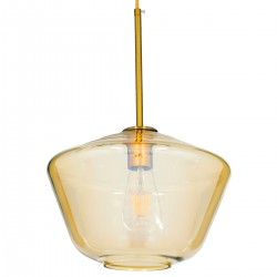 GloboStar® AMARIS 00870 Μοντέρνο Κρεμαστό Φωτιστικό Οροφής Μονόφωτο 1 x E27 Γυάλινο Φιμέ Μελί Φ30 x Υ22cm