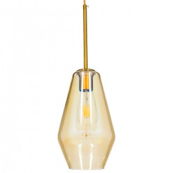 GloboStar® AMARIS 00871 Μοντέρνο Κρεμαστό Φωτιστικό Οροφής Μονόφωτο 1 x E27 Γυάλινο Φιμέ Μελί Φ17 x Υ30cm
