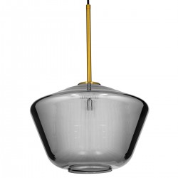 GloboStar® AMARIS 00873 Μοντέρνο Κρεμαστό Φωτιστικό Οροφής Μονόφωτο 1 x E27 Γυάλινο Φιμέ Νίκελ Φ30 x Υ22cm