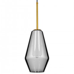GloboStar® AMARIS 00874 Μοντέρνο Κρεμαστό Φωτιστικό Οροφής Μονόφωτο 1 x E27 Γυάλινο Φιμέ Νίκελ Φ17 x Υ30cm