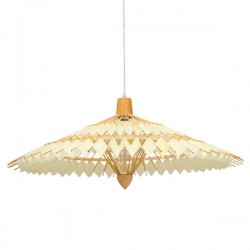 GloboStar® VENTALIA 00895 Vintage Κρεμαστό Φωτιστικό Οροφής Μονόφωτο 1 x E27 Καφέ Ξύλινο Μπαμπού Φ80 x Y40cm