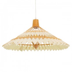 GloboStar® VENTALIA 00896 Vintage Κρεμαστό Φωτιστικό Οροφής Μονόφωτο 1 x E27 Καφέ Ξύλινο Μπαμπού Φ60 x Y30cm