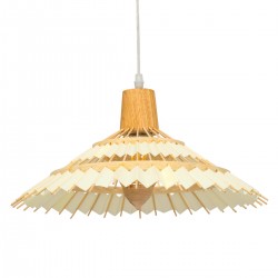 GloboStar® VENTALIA 00897 Vintage Κρεμαστό Φωτιστικό Οροφής Μονόφωτο 1 x E27 Μπεζ Ξύλινο Μπαμπού Φ40 x Y22cm