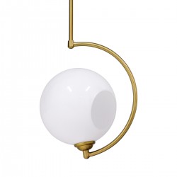 GloboStar® ISLA 00898 Μοντέρνο Κρεμαστό Φωτιστικό Οροφής Μονόφωτο Λευκό Glossy με Χρυσό Βραχίονα Μεταλλικό Φ20 x Y33cm