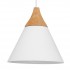 GloboStar® SHADE 00907 Μοντέρνο Κρεμαστό Φωτιστικό Οροφής Μονόφωτο 1 x E27 Λευκό Μεταλλικό με Ξύλο Καμπάνα Φ23 x Υ22cm