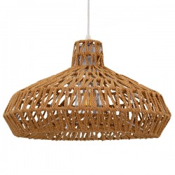 GloboStar® JENSON 00910 Vintage Κρεμαστό Φωτιστικό Οροφής Μονόφωτο 1 x E27 Πλέγμα με Ανοιχτό Καφέ Σχοινί Φ38 x Y24cm