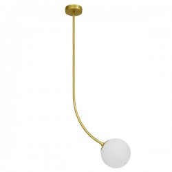 GloboStar® DRIZZLE 00921 Μοντέρνο Φωτιστικό Οροφής Μονόφωτο Χρυσό 100cm με Λευκό Ματ Γυαλί Φ15 x Y100cm