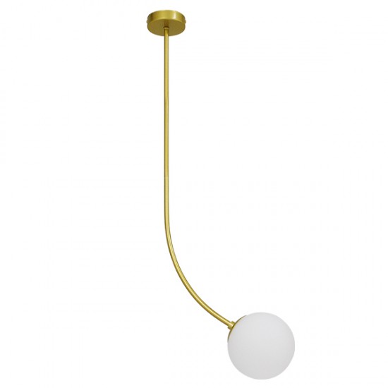 GloboStar® DRIZZLE 00921 Μοντέρνο Φωτιστικό Οροφής Μονόφωτο Χρυσό 100cm με Λευκό Ματ Γυαλί Φ15 x Y100cm