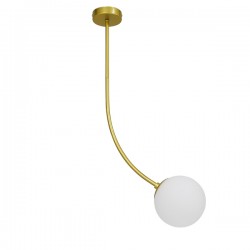 GloboStar® DRIZZLE 00922 Μοντέρνο Φωτιστικό Οροφής Μονόφωτο Χρυσό 70cm με Λευκό Ματ Γυαλί Φ15 x Y70cm