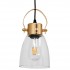 GloboStar® JAVER 00934 Vintage Κρεμαστό Φωτιστικό Οροφής Μονόφωτο 1 x E27 Διάφανο Γυάλινο Καμπάνα με Χρυσό Ντουί Φ14 x Υ27cm