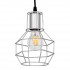 GloboStar® CAGE 00951 Vintage Industrial Κρεμαστό Φωτιστικό Οροφής Μονόφωτο 1 x E27 Ασημί Μεταλλικό Πλέγμα Φ15 x Y22cm