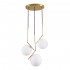 GloboStar® MONROE 00953 Μοντέρνο Κρεμαστό Φωτιστικό Οροφής Τρίφωτο 3 x E27 Χρυσό - Λευκό Μεταλλικό Μπάλα Φ60 x Υ50cm