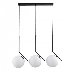 GloboStar® MONROE 00954 Μοντέρνο Κρεμαστό Φωτιστικό Οροφής Τρίφωτο 3 x E27 Μαύρο - Λευκό Μεταλλικό Μπάλα Μ74 x Π25 x Υ50cm