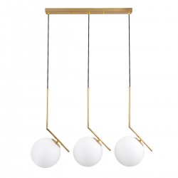 GloboStar® MONROE 00955 Μοντέρνο Κρεμαστό Φωτιστικό Οροφής Τρίφωτο 3 x E27 Χρυσό - Λευκό Μεταλλικό Μπάλα Μ74 x Π25 x Υ50cm