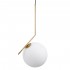 GloboStar® MONROE 00956 Μοντέρνο Κρεμαστό Φωτιστικό Οροφής Μονόφωτο 1 x E27 Χρυσό - Λευκό Μεταλλικό Μπάλα Φ30 x Υ75cm