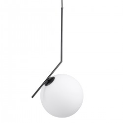 GloboStar® MONROE 00957 Μοντέρνο Κρεμαστό Φωτιστικό Οροφής Μονόφωτο 1 x E27 Μαύρο - Λευκό Μεταλλικό Μπάλα Φ30 x Υ75cm