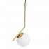 GloboStar® MONROE 00958 Μοντέρνο Κρεμαστό Φωτιστικό Οροφής Μονόφωτο 1 x E27 Χρυσό - Λευκό Μεταλλικό Μπάλα Φ15 x Υ49cm