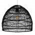 GloboStar® MALIBU 00969 Vintage Κρεμαστό Φωτιστικό Οροφής Μονόφωτο 1 x E27 Μαύρο Ξύλινο Μπαμπού Φ40 x Y35cm