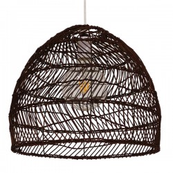 GloboStar® MALIBU 00970 Vintage Κρεμαστό Φωτιστικό Οροφής Μονόφωτο 1 x E27 Καφέ Ξύλινο Μπαμπού Φ40 x Y35cm