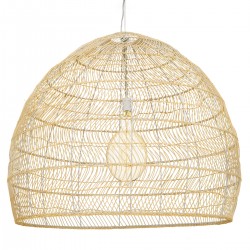 GloboStar® MALIBU 00974 Vintage Κρεμαστό Φωτιστικό Οροφής Μονόφωτο 1 x E27 Μπεζ Ξύλινο Μπαμπού Φ100 x Y86cm