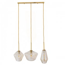 GloboStar® AMARIS 00977 Μοντέρνο Κρεμαστό Φωτιστικό Οροφής Τρίφωτο 3 x E27 Γυάλινο Φιμέ Μελί Μ75 x Π30 x Υ30cm