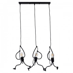 GloboStar® LITTLE MAN 00980 SET Μοντέρνο Κρεμαστό Φωτιστικό Οροφής Τρίφωτο 3 x E27 Μαύρο Μεταλλικό Μ70 x Π10 x Υ105cm