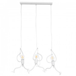 GloboStar® LITTLE MAN 00981 SET Μοντέρνο Κρεμαστό Φωτιστικό Οροφής Τρίφωτο 3 x E27 Λευκό Μεταλλικό Μ70 x Π10 x Υ105cm