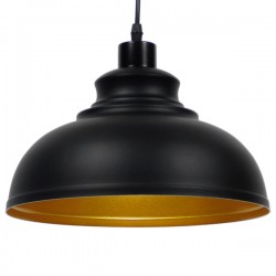 GloboStar® ANDY 01000 Μοντέρνο Κρεμαστό Φωτιστικό Οροφής Μονόφωτο Μαύρο Μεταλλικό Καμπάνα Φ35 x Υ28cm
