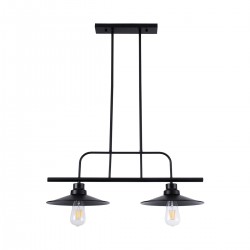 GloboStar® REGAL 01007 Vintage Industrial Φωτιστικό Οροφής Δίφωτο 2 x E27 Μαύρο Μεταλλικό Ράγα Μ67 x Π26 x Υ85cm