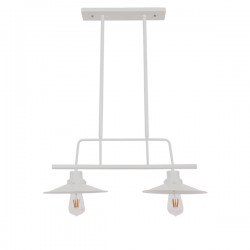 GloboStar® REGAL 01008 Vintage Industrial Φωτιστικό Οροφής Δίφωτο 2 x E27 Λευκό Μεταλλικό Ράγα Μ67 x Π26 x Υ85cm