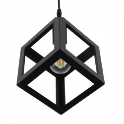 GloboStar® CUBE 01015 Μοντέρνο Κρεμαστό Φωτιστικό Οροφής Μονόφωτο Μαύρο Μεταλλικό Πλέγμα Φ25 x Y25cm