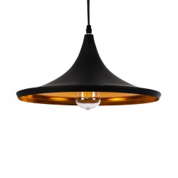 GloboStar® SHANGHAI BLACK 01025-B Μοντέρνο Κρεμαστό Φωτιστικό Οροφής Μονόφωτο 1 x E27 Μαύρο Μεταλλικό Καμπάνα Φ37 x Υ20cm