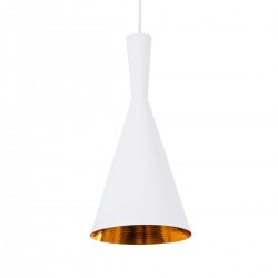 GloboStar® SHANGHAI WHITE 01026-C Μοντέρνο Κρεμαστό Φωτιστικό Οροφής Μονόφωτο 1 x E27 Λευκό Μεταλλικό Καμπάνα Φ19 x Υ38cm