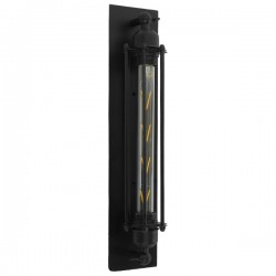 GloboStar® TUBULAR 01033 Vintage Industrial Φωτιστικό Τοίχου Απλίκα Δίφωτο Μαύρο Μεταλλικό Πλέγμα Μ14 x Π13 x Υ47cm