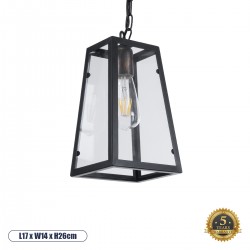 GloboStar® LIMA 01040 Vintage Industrial Κρεμαστό Φωτιστικό Οροφής Μονόφωτο 1 x E27 AC220-240V - Μ17 x Π14 x Υ26cm - Μαύρο Μεταλλικό Πλέγμα - 5 Χρόνια Εγγύηση
