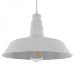 GloboStar® RAY 01043 Vintage Industrial Κρεμαστό Φωτιστικό Οροφής Μονόφωτο 1 x E27 Λευκό Μεταλλικό Καμπάνα Φ36 x Y25cm