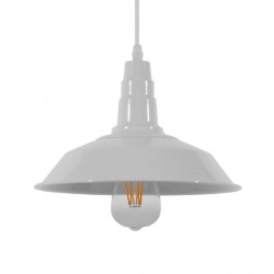 GloboStar® RAY 01044 Vintage Industrial Κρεμαστό Φωτιστικό Οροφής Μονόφωτο 1 x E27 Λευκό Μεταλλικό Καμπάνα Φ26 x Y25cm