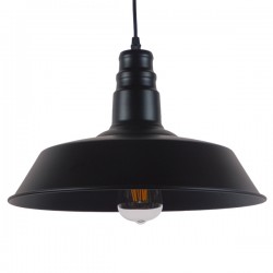 GloboStar® RAY 01049 Vintage Industrial Κρεμαστό Φωτιστικό Οροφής Μονόφωτο 1 x E27 Μαύρο Μεταλλικό Καμπάνα Φ36 x Y25cm