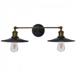 GloboStar® MINIMALL 01069 Vintage Industrial Φωτιστικό Τοίχου Απλίκα Δίφωτο Μαύρο Μεταλλικό Καμπάνα Φ21 x Μ30 x Π60 x Υ18cm