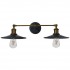 GloboStar® MINIMALL 01069 Vintage Industrial Φωτιστικό Τοίχου Απλίκα Δίφωτο Μαύρο Μεταλλικό Καμπάνα Φ21 x Μ30 x Π60 x Υ18cm