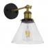 Globostar® LYDIA 01074 Vintage Φωτιστικό Τοίχου Απλίκα Μονόφωτο Χρυσό Μεταλλικό με Γυάλινη Καμπάνα Φ18 x Μ26 x Π14.5 x Υ25cm