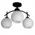 GloboStar® LUNA 01087 Μοντέρνο Φωτιστικό Οροφής Τριφωτο 3 x E27 AC220-240V IP20 - Φ45 x Υ40cm - Μαύρο Μεταλλικό με Λευκό Γυαλί Καμπάνα - 5 Χρόνια Εγγύηση