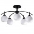 GloboStar® LUNA 01088 Μοντέρνο Φωτιστικό Οροφής Πολύφωτο 5 x E27 Μαύρο Μεταλλικό με Λευκό Γυαλί Καμπάνα Φ63 x Y39cm